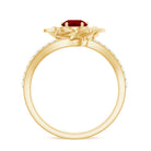 Rosec Jewels-Lab-Created Ruby and Diamond Flower Ring in Bypass Shank