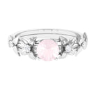 Rosec Jewels-3/4 CT Rose Quartz Flower Engagement Ring with Diamond