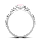 Rosec Jewels-3/4 CT Rose Quartz Flower Engagement Ring with Diamond