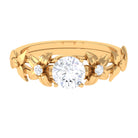 Rosec Jewels-1 CT Simulated Diamond Gold Flower Engagement Ring