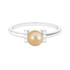 Rosec Jewels-Elegant South Sea Pearl Solitaire Engagement Ring with Diamond Accent