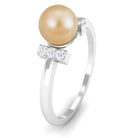 Rosec Jewels-Elegant South Sea Pearl Solitaire Engagement Ring with Diamond Accent