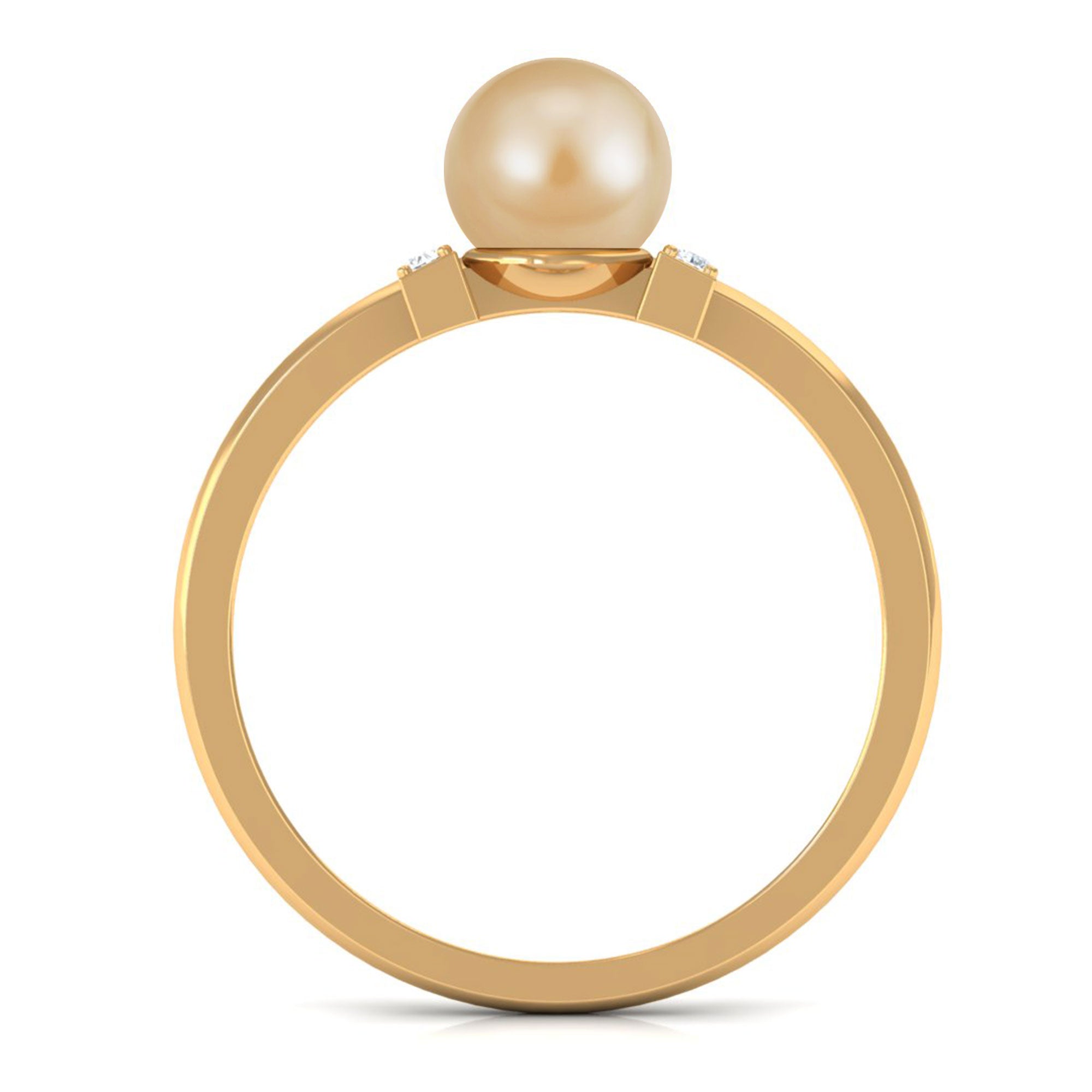 Rosec Jewels-Elegant South Sea Pearl Solitaire Engagement Ring with Diamond Accent