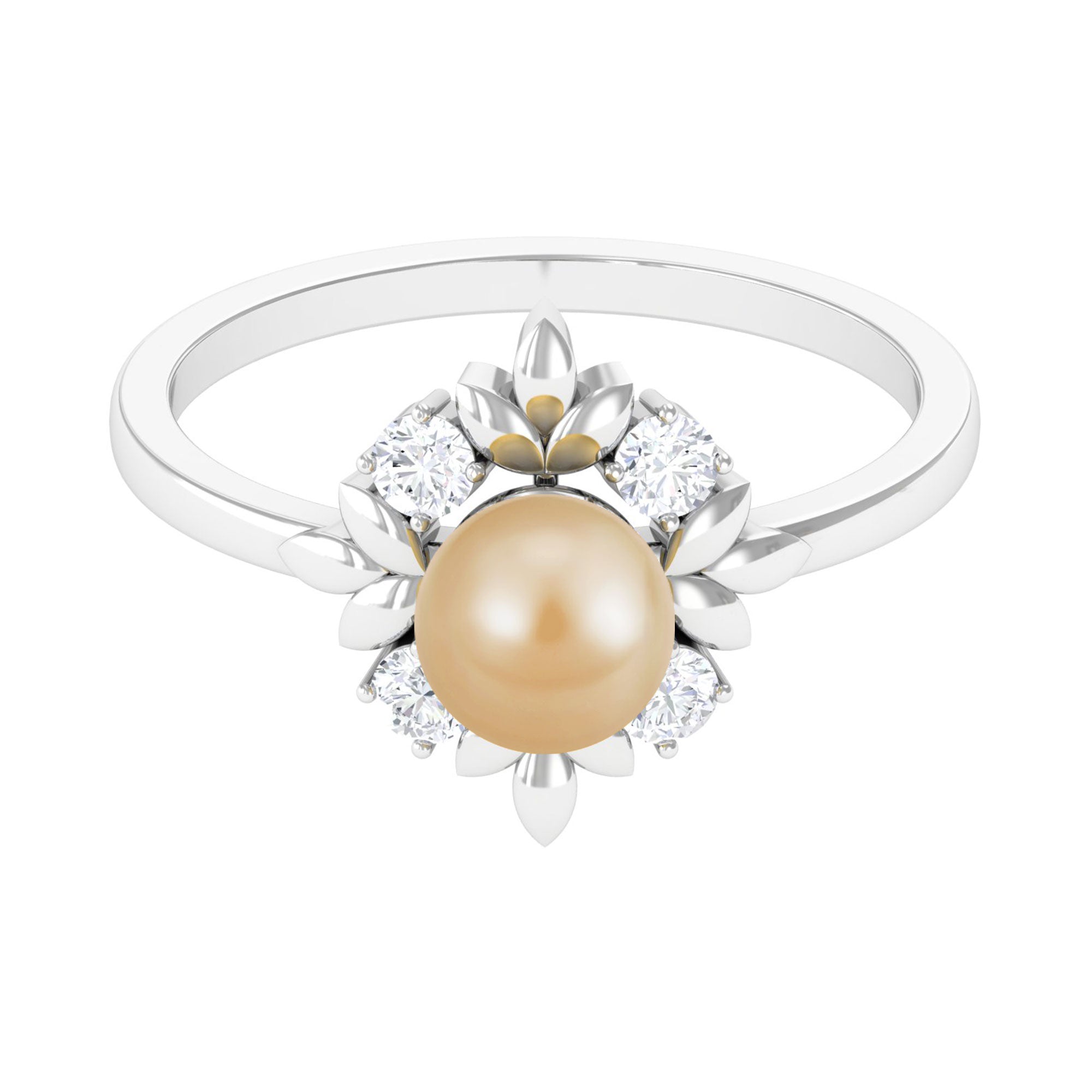 Rosec Jewels-2.75 CT South Sea Pearl Cocktail Engagement Ring with Diamond