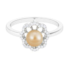 Rosec Jewels-2.75 CT South Sea Pearl Engagement Ring with Diamond Floral Halo