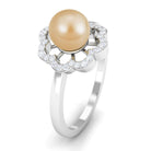 Rosec Jewels-2.75 CT South Sea Pearl Engagement Ring with Diamond Floral Halo