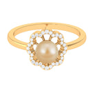 Rosec Jewels-2.75 CT South Sea Pearl Engagement Ring with Diamond Floral Halo