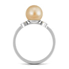 Rosec Jewels-Round South Sea Pearl Designer Engagement Ring with Diamond