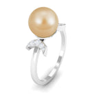 Rosec Jewels-Round South Sea Pearl Designer Engagement Ring with Diamond