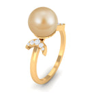 Rosec Jewels-Round South Sea Pearl Designer Engagement Ring with Diamond