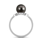 Rosec Jewels-Round Tahitian Pearl Designer Engagement Ring with Diamond