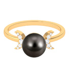 Rosec Jewels-Round Tahitian Pearl Designer Engagement Ring with Diamond