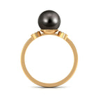 Rosec Jewels-Round Tahitian Pearl Designer Engagement Ring with Diamond