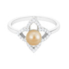 Rosec Jewels-Designer South Sea Pearl and Diamond Floral Halo Engagement Ring