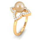 Rosec Jewels-Designer South Sea Pearl and Diamond Floral Halo Engagement Ring