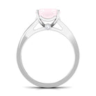 Rosec Jewels-Cushion Cut Rose Quartz and Diamond Engagement Ring with Split Shank