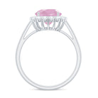 Rosec Jewels-2.50 CT Round Shape Rose Quartz Simple Halo Ring with Diamond