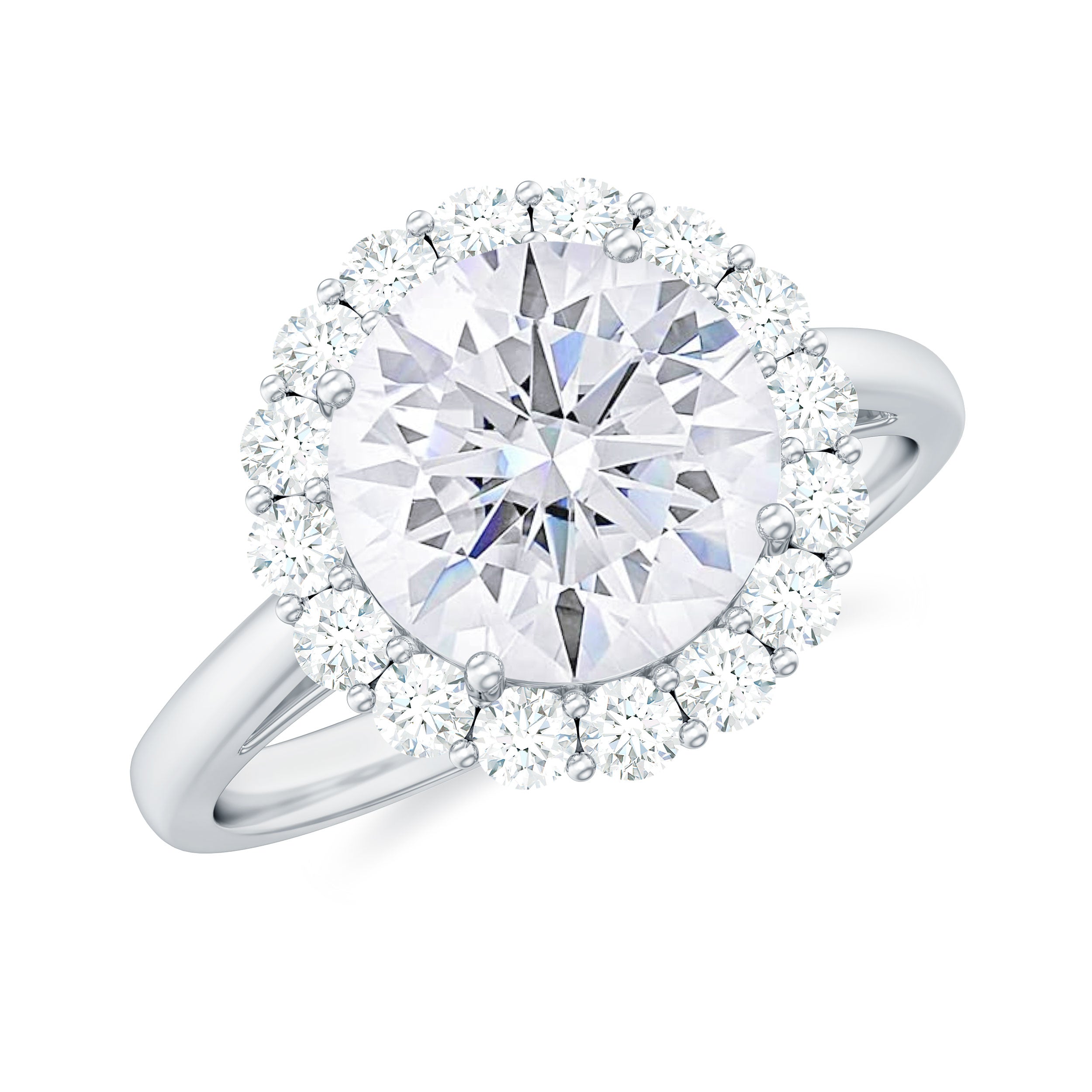 Rosec Jewels-3 CT Round Shape Simulated Diamond Simple Halo Ring