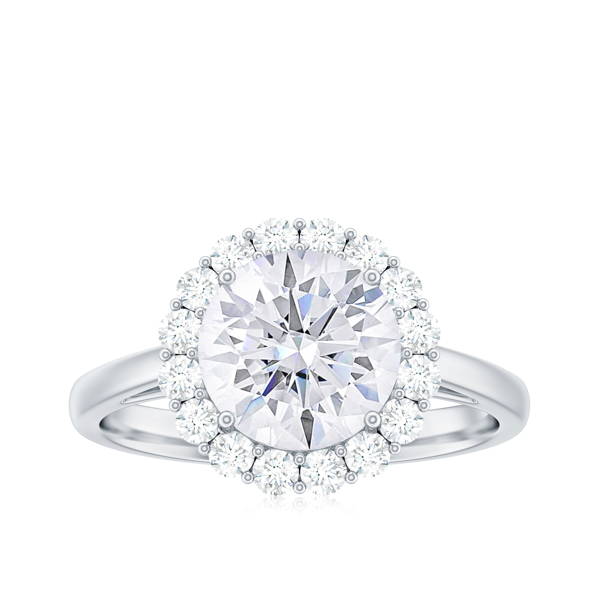 Rosec Jewels-3 CT Round Shape Simulated Diamond Simple Halo Ring