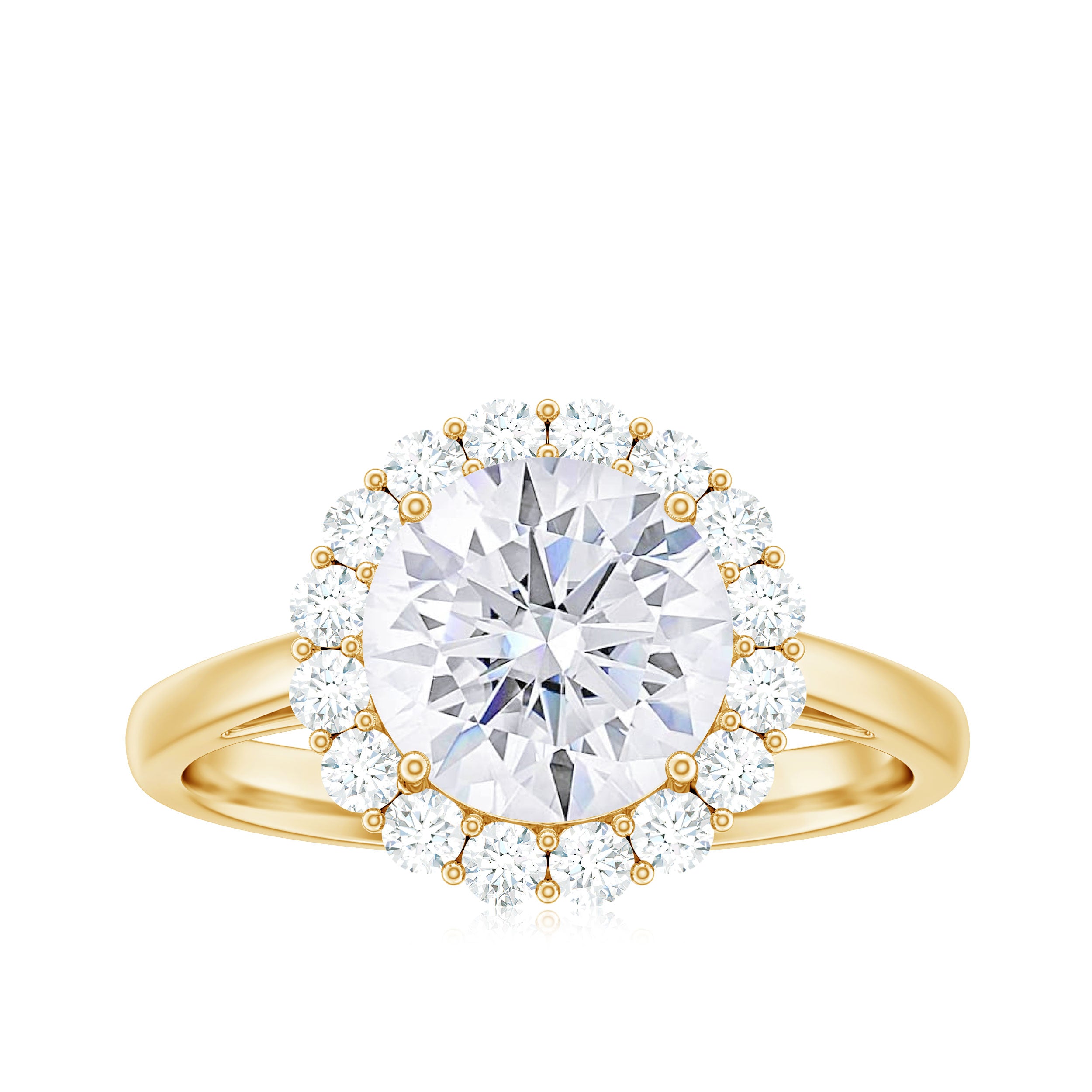 Rosec Jewels-3 CT Round Shape Simulated Diamond Simple Halo Ring