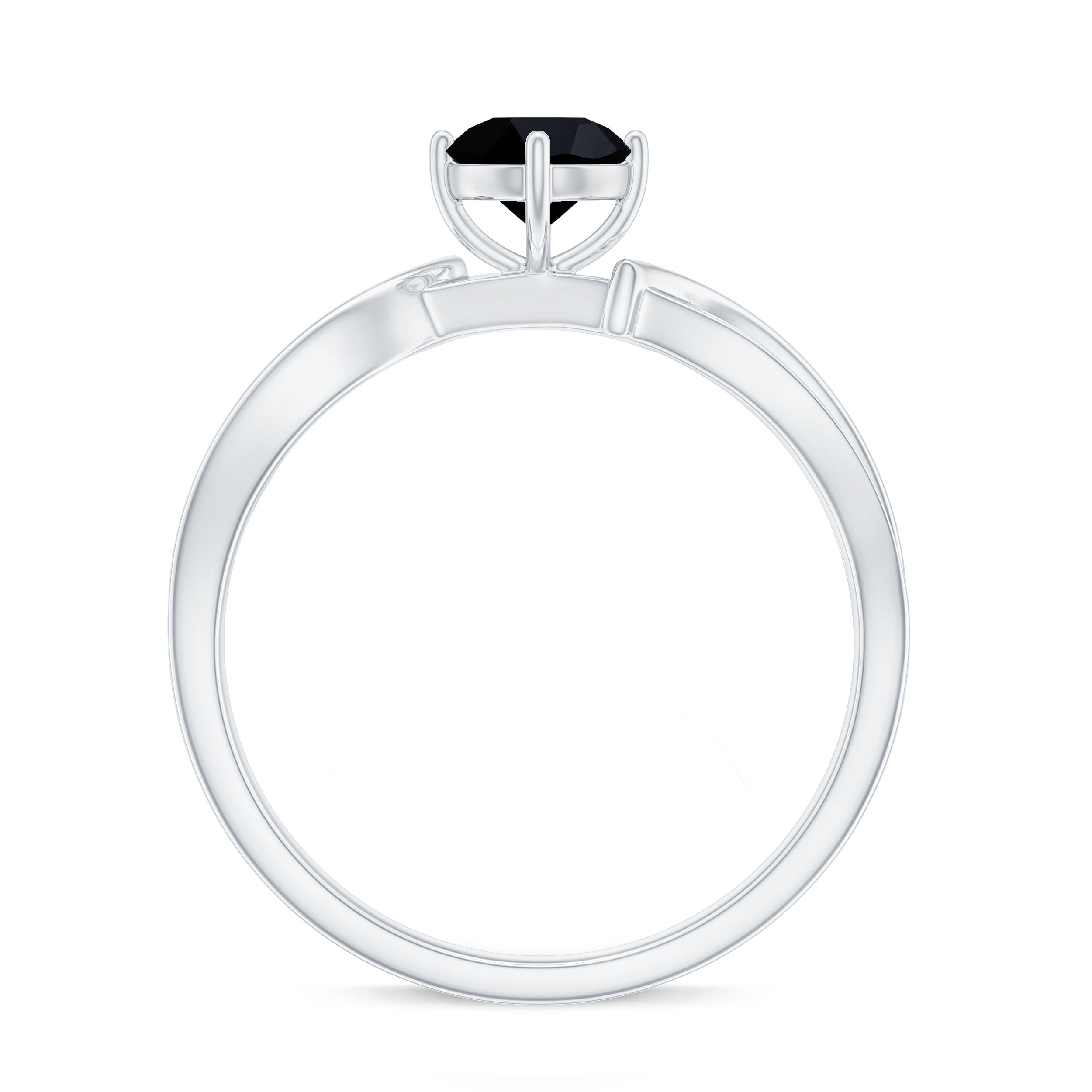 Rosec Jewels-Infinity Shank Round Black Diamond and Diamond Solitaire Engagement Ring