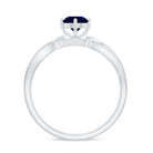 Rosec Jewels-Infinity Shank Round Blue Sapphire Engagement Ring with Diamond