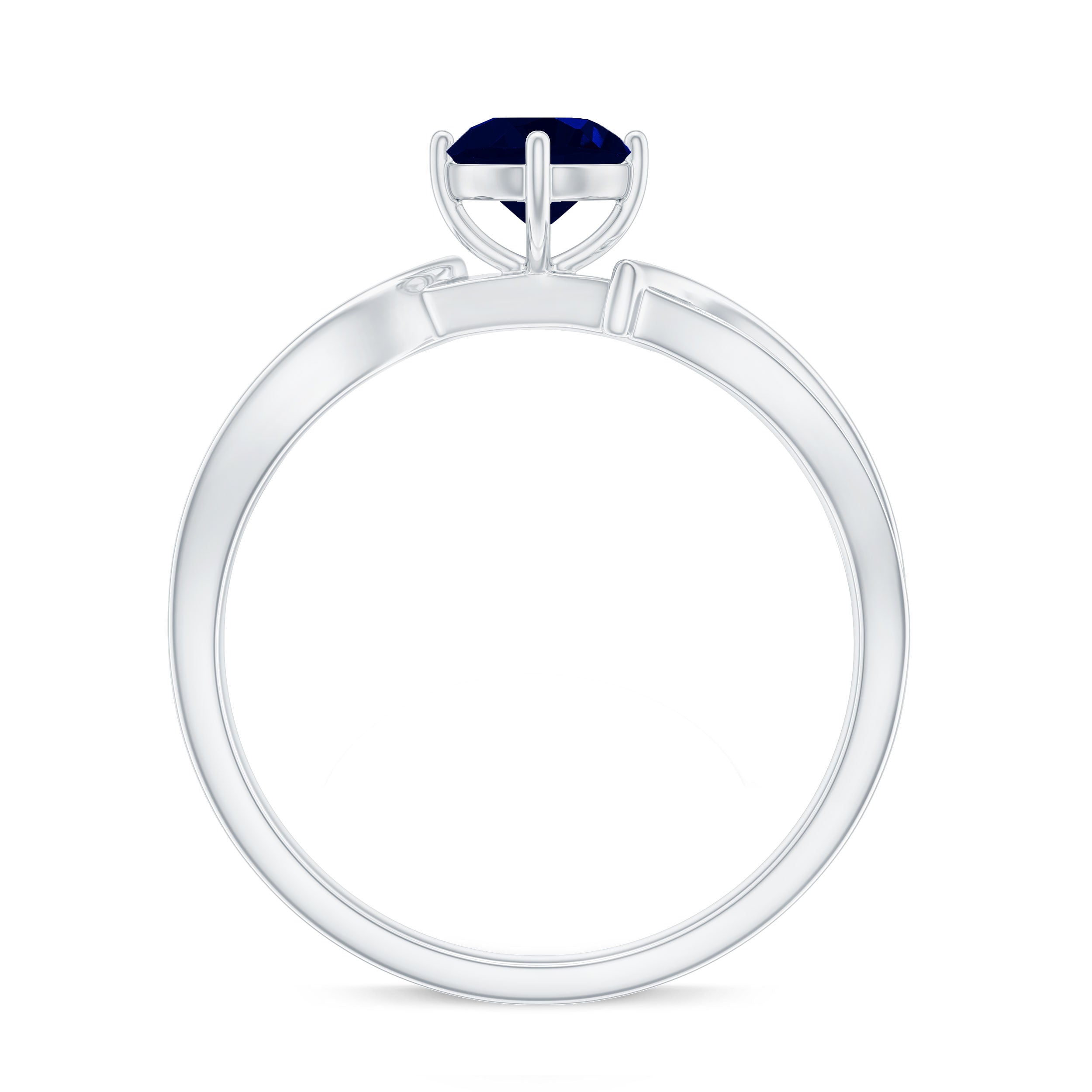 Rosec Jewels-Infinity Shank Round Blue Sapphire Engagement Ring with Diamond