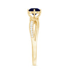 Rosec Jewels-Infinity Shank Round Blue Sapphire Engagement Ring with Diamond