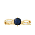 Rosec Jewels-Infinity Shank Round Blue Sapphire Engagement Ring with Diamond