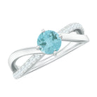 Rosec Jewels-Infinity Shank Round Sky Blue Topaz Engagement Ring with Diamond