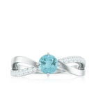 Rosec Jewels-Infinity Shank Round Sky Blue Topaz Engagement Ring with Diamond