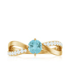 Rosec Jewels-Infinity Shank Round Sky Blue Topaz Engagement Ring with Diamond