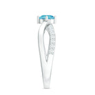 Rosec Jewels-Infinity Shank Round Swiss Blue Topaz Engagement Ring with Diamond