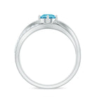 Rosec Jewels-Infinity Shank Round Swiss Blue Topaz Engagement Ring with Diamond