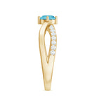 Rosec Jewels-Infinity Shank Round Swiss Blue Topaz Engagement Ring with Diamond