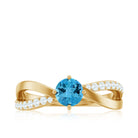 Rosec Jewels-Infinity Shank Round Swiss Blue Topaz Engagement Ring with Diamond