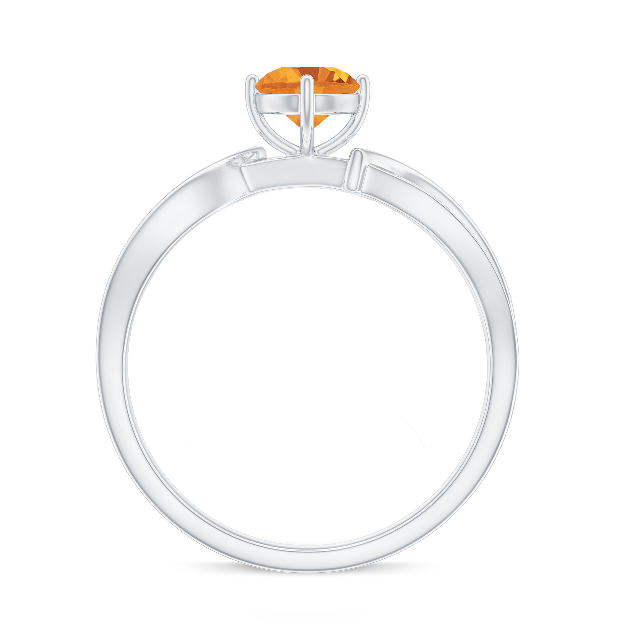 Rosec Jewels-Infinity Shank Round Citrine Engagement Ring with Diamond