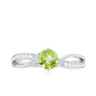 Rosec Jewels-Infinity Shank Round Peridot Engagement Ring with Diamond