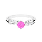 Rosec Jewels-Infinity Shank Round Pink Sapphire Engagement Ring with Diamond