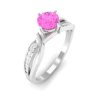 Rosec Jewels-Infinity Shank Round Pink Sapphire Engagement Ring with Diamond