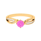 Rosec Jewels-Infinity Shank Round Pink Sapphire Engagement Ring with Diamond