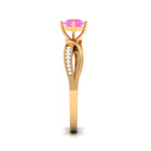 Rosec Jewels-Infinity Shank Round Pink Sapphire Engagement Ring with Diamond