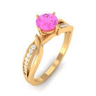 Rosec Jewels-Infinity Shank Round Pink Sapphire Engagement Ring with Diamond