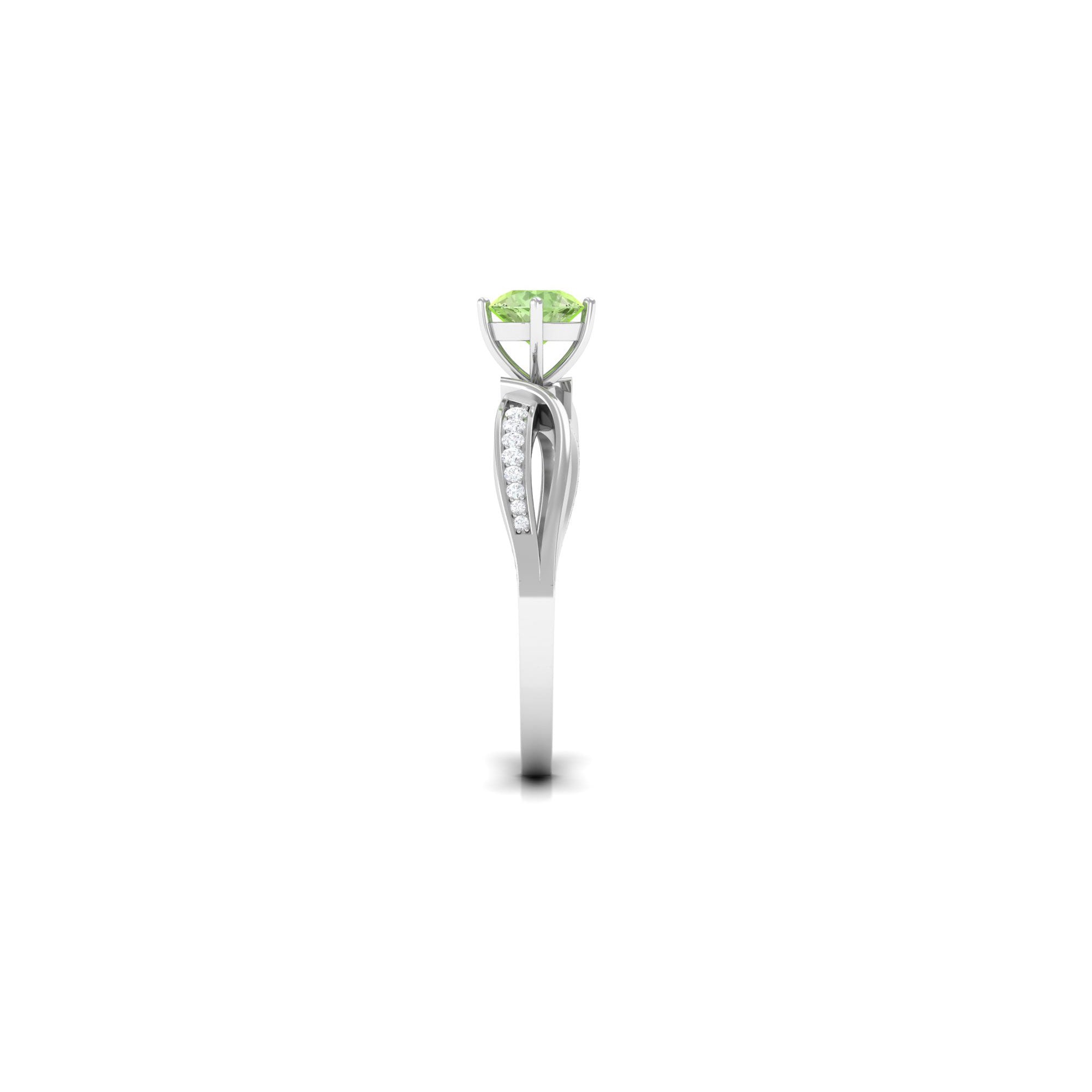 Rosec Jewels-Infinity Shank Round Green Sapphire Engagement Ring with Diamond