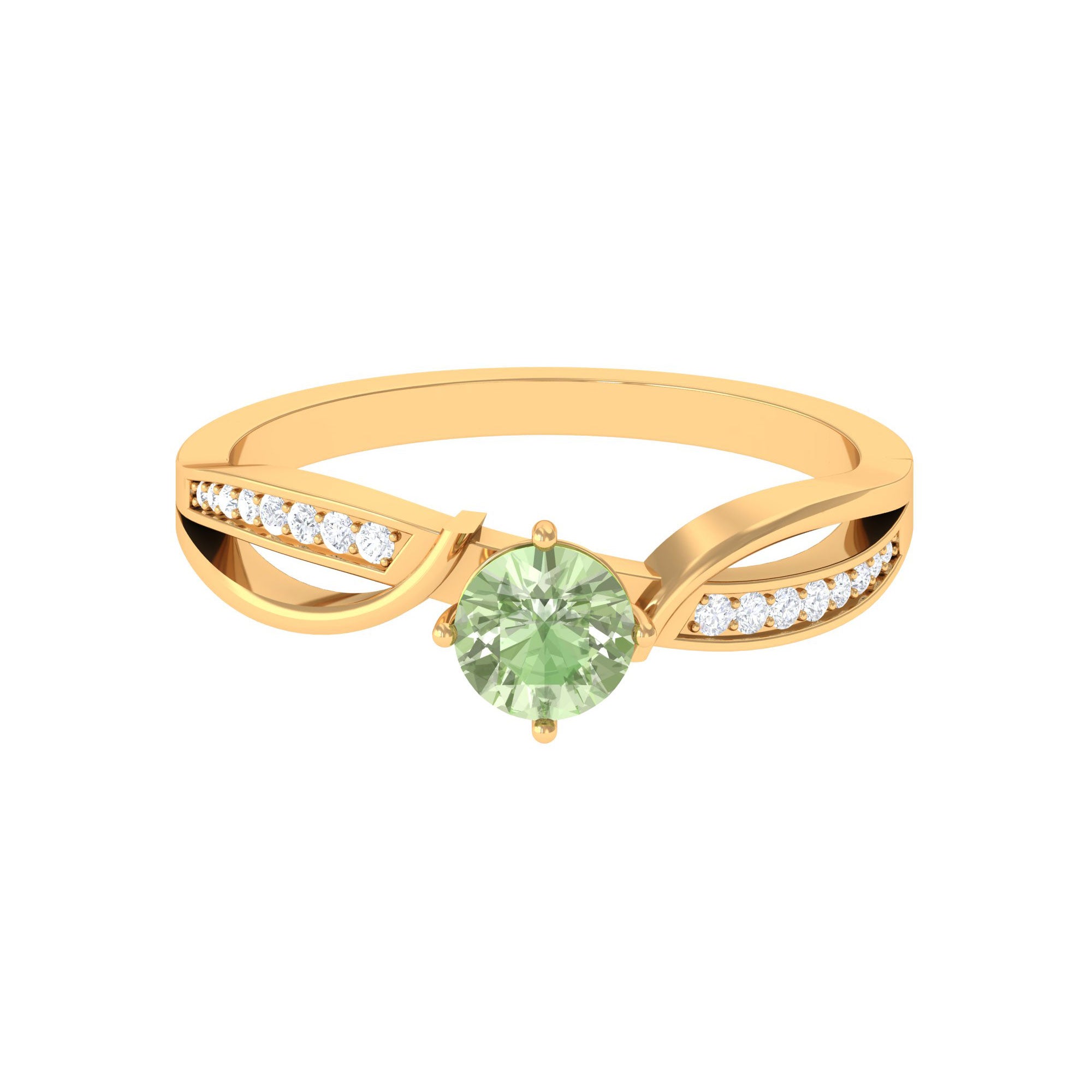 Rosec Jewels-Infinity Shank Round Green Sapphire Engagement Ring with Diamond