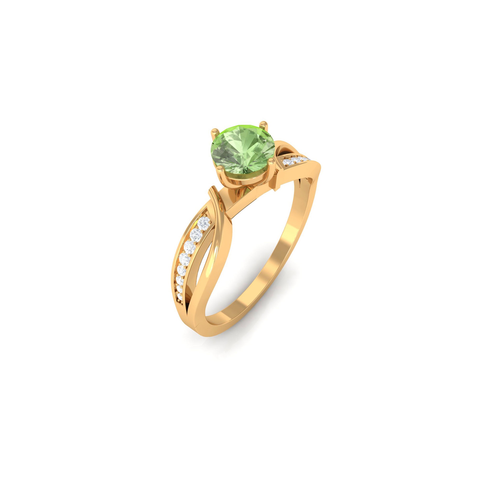 Rosec Jewels-Infinity Shank Round Green Sapphire Engagement Ring with Diamond