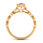 Rosec Jewels-1.25 CT Princess Cut Morganite Solitaire Ring with Diamond Side Stones