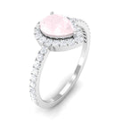 Rosec Jewels-1 CT Minimal Rose Quartz Engagement Ring with Diamond Accent