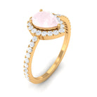 Rosec Jewels-1 CT Minimal Rose Quartz Engagement Ring with Diamond Accent