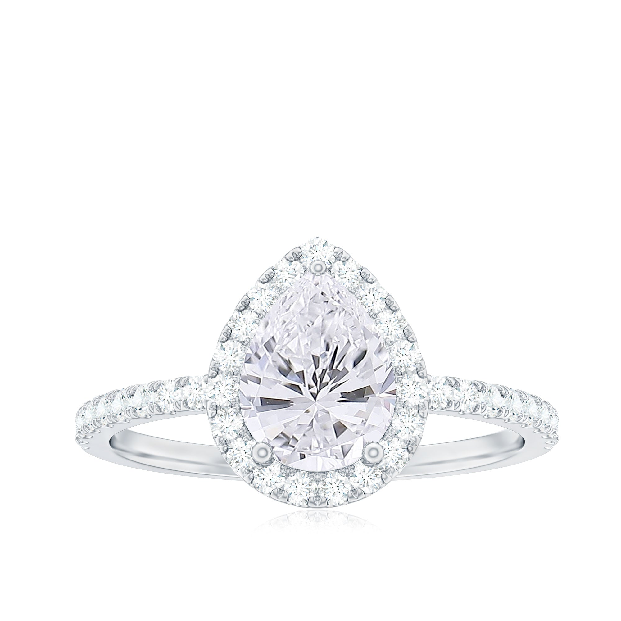 Rosec Jewels-2.5 CT Pear Shaped Simulated Diamond Halo Engagement Ring in Gold